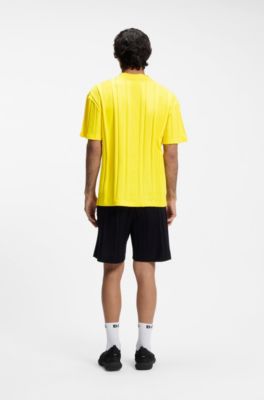 T-shirt en coton &agrave; rayures textur&eacute;es, Jaune