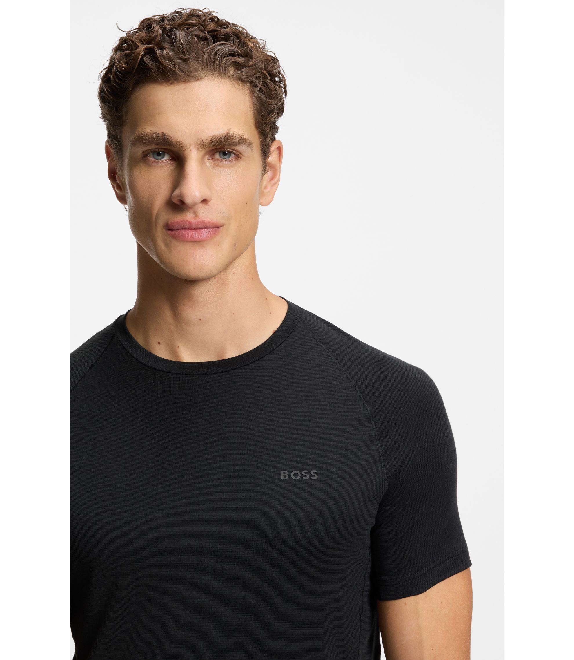BOSS - Logo-detail T-shirt in a slim fit - Black