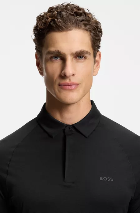 Slim-fit polo shirt with temperature-regulating performance
