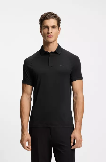Slim-fit polo shirt with temperature-regulating performance