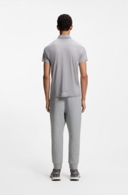 Slim-fit polo shirt with temperature-regulating performance, Light Grey