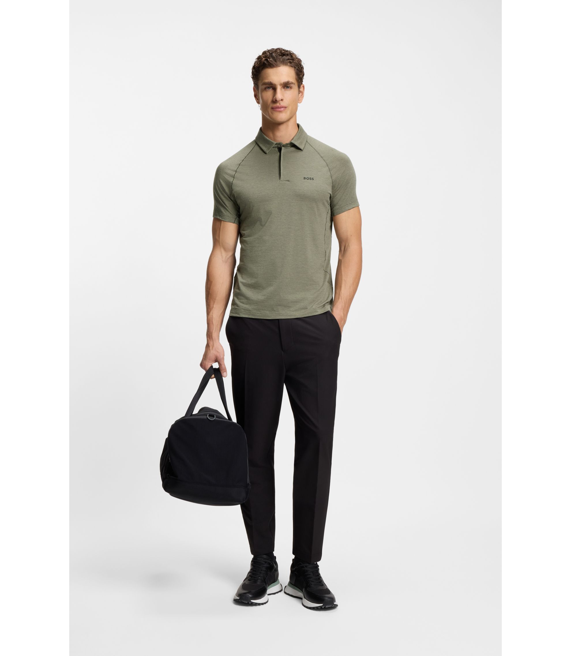 BOSS - Slim-fit polo shirt with temperature-regulating performance