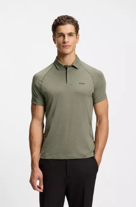 Slim-fit polo shirt with temperature-regulating performance