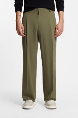 Modern-fit trousers in stretch ripstop, Light Green