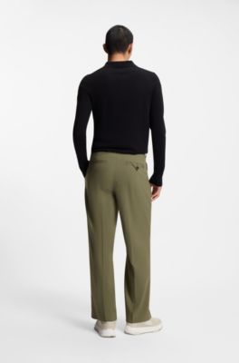 Modern-fit trousers in stretch ripstop, Light Green