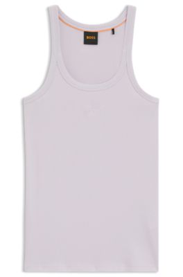 Racer-back tank top in stretch cotton, Light Purple