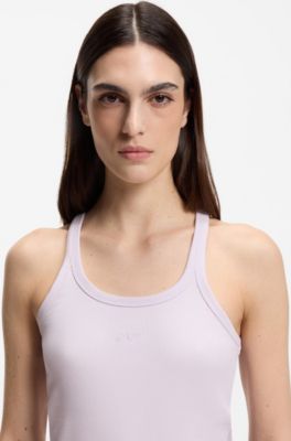 Racer-back tank top in stretch cotton, Light Purple