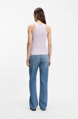 Racer-back tank top in stretch cotton, Light Purple