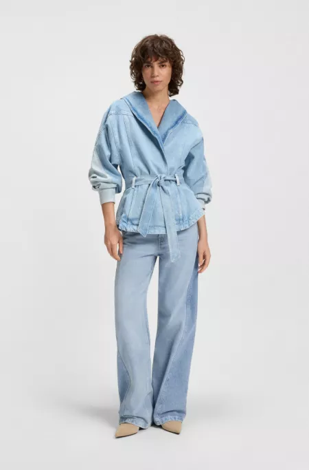 Blue wide-leg jeans in rigid denim