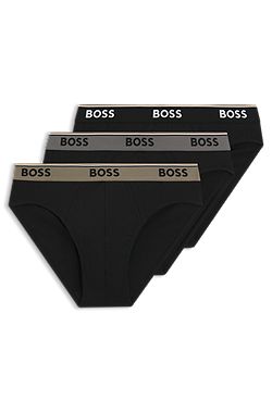 Three-pack of logo-waistband briefs in stretch cotton