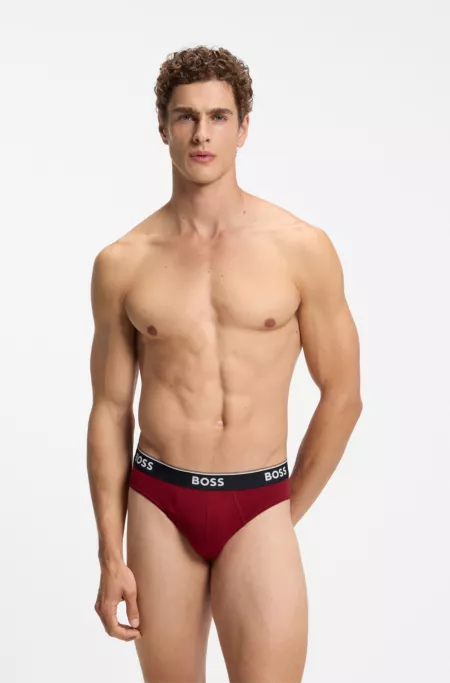 Three-pack of logo-waistband briefs in stretch cotton