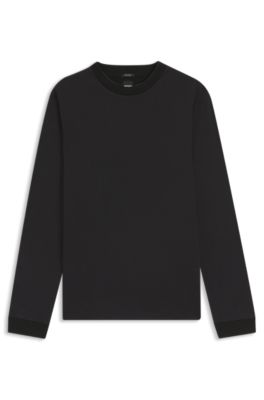Jacquard-structure T-shirt in mercerised cotton, Black