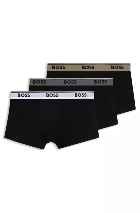 Three-pack of logo-waistband trunks in stretch cotton
