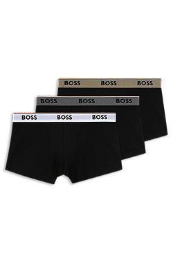 Three-pack of logo-waistband trunks in stretch cotton