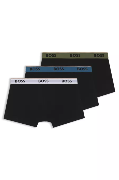Three-pack of stretch-cotton trunks with logo waistbands