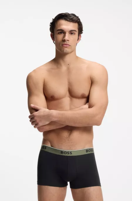 Three-pack of stretch-cotton trunks with logo waistbands