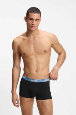 Paquete de tres calzoncillos de algod&oacute;n el&aacute;stico con logo en la cintura, Negro