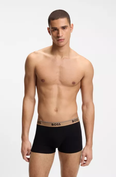 Three-pack of stretch-cotton trunks with logo waistbands