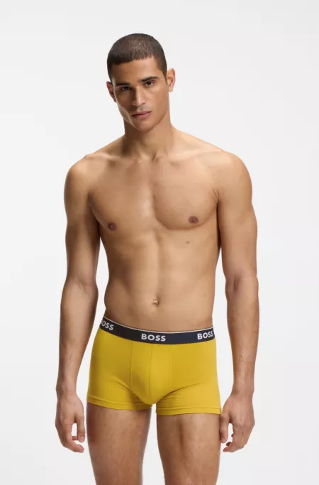 Three-pack of cotton trunks with logo waistband