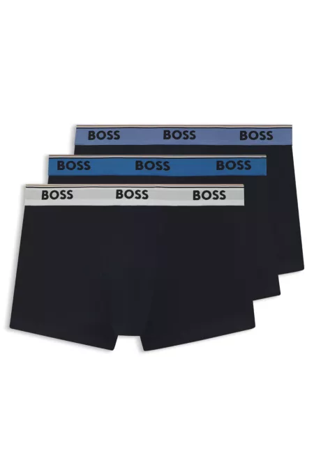 Three-pack of logo-waistband trunks in stretch cotton