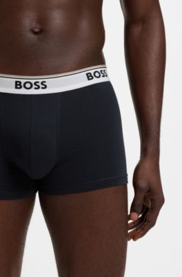 Three-pack of stretch-cotton trunks with logo waistbands, Light Blue
