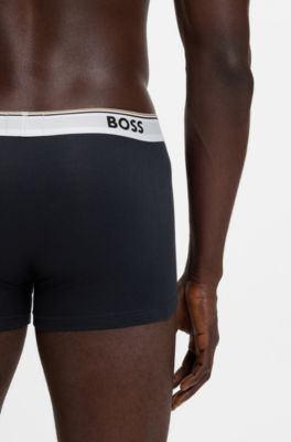 Three-pack of stretch-cotton trunks with logo waistbands, Light Blue