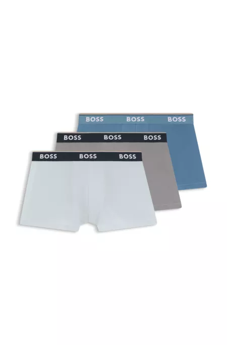 Three-pack of stretch-cotton trunks with logo waistbands