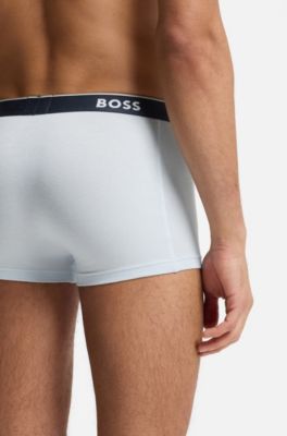 Three-pack of stretch-cotton trunks with logo waistbands, Light Blue