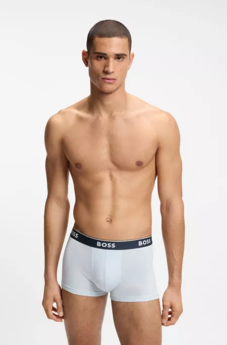 Three-pack of stretch-cotton trunks with logo waistbands