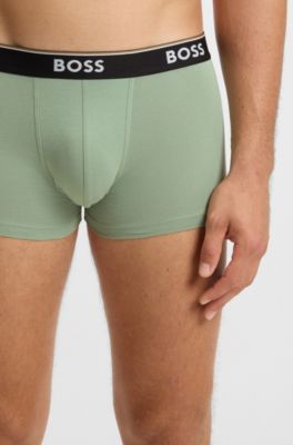 Three-pack of stretch-cotton trunks with logo waistbands, Patterned