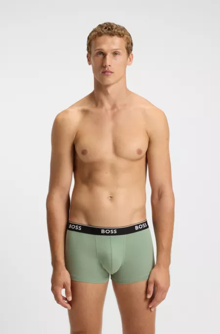 Three-pack of stretch-cotton trunks with logo waistbands