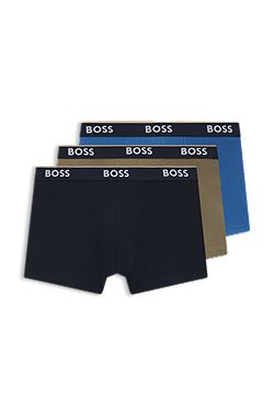 Three-pack of logo-waistband trunks in stretch cotton