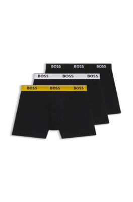 Paquete de tres calzoncillos b&oacute;xer con logo en la cintura, Negro