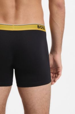 Paquete de tres calzoncillos b&oacute;xer con logo en la cintura, Negro