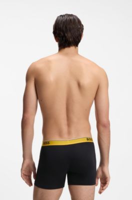 Paquete de tres calzoncillos b&oacute;xer con logo en la cintura, Negro