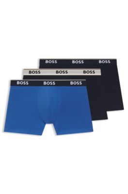Three-pack of logo-waistband boxer briefs, Light Blue