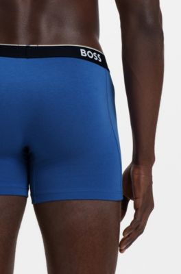 Lot de trois boxers longs avec taille logo, bleu clair