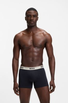 Lot de trois boxers longs avec taille logo, bleu clair