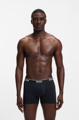 Lot de trois boxers longs avec taille logo, bleu clair