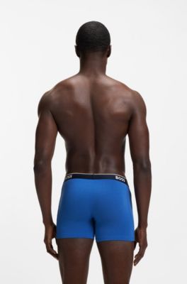 Lot de trois boxers longs avec taille logo, bleu clair