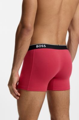 Lot de trois boxers longs en coton stretch avec taille logot&eacute;e, Assorted-Pre-Pack