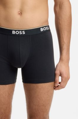 Paquete de tres calzoncillos b&oacute;xer de algod&oacute;n el&aacute;stico con logos en la cintura, Fantas&iacute;a