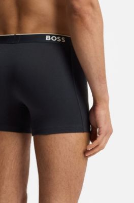 Paquete de tres calzoncillos b&oacute;xer de algod&oacute;n el&aacute;stico con logos en la cintura, Fantas&iacute;a
