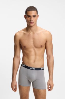 Paquete de tres calzoncillos b&oacute;xer de algod&oacute;n el&aacute;stico con logos en la cintura, Fantas&iacute;a