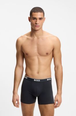 Paquete de tres calzoncillos b&oacute;xer de algod&oacute;n el&aacute;stico con logos en la cintura, Fantas&iacute;a