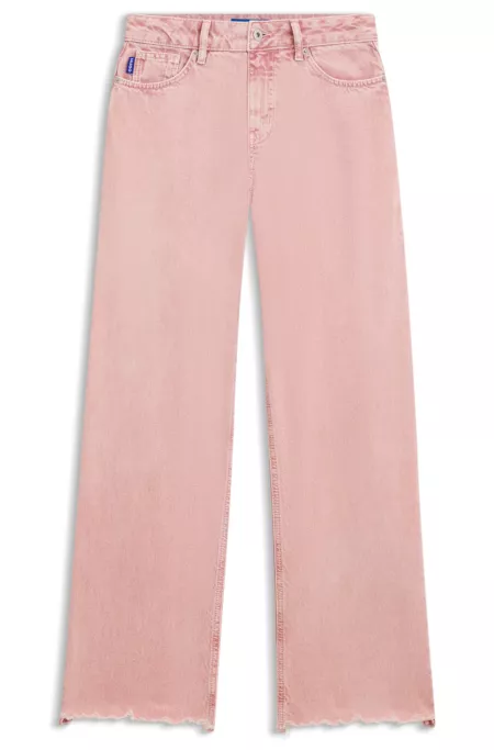 Pink loose-fit jeans in rigid denim
