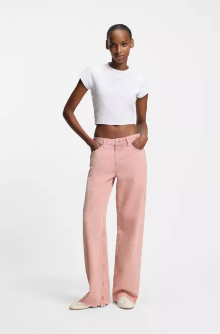 Pink loose-fit jeans in rigid denim