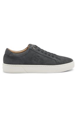 Gary trainers in velour-effect suede, Dark Grey
