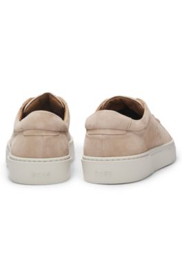 Baskets Gary en cuir su&eacute;d&eacute; effet velours, Kaki