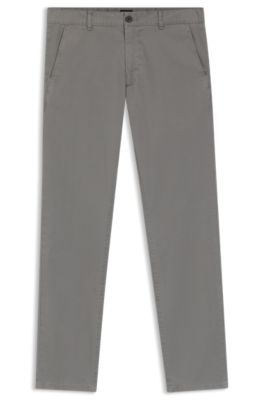 Slim-fit chinos in printed stretch-cotton twill, Silver